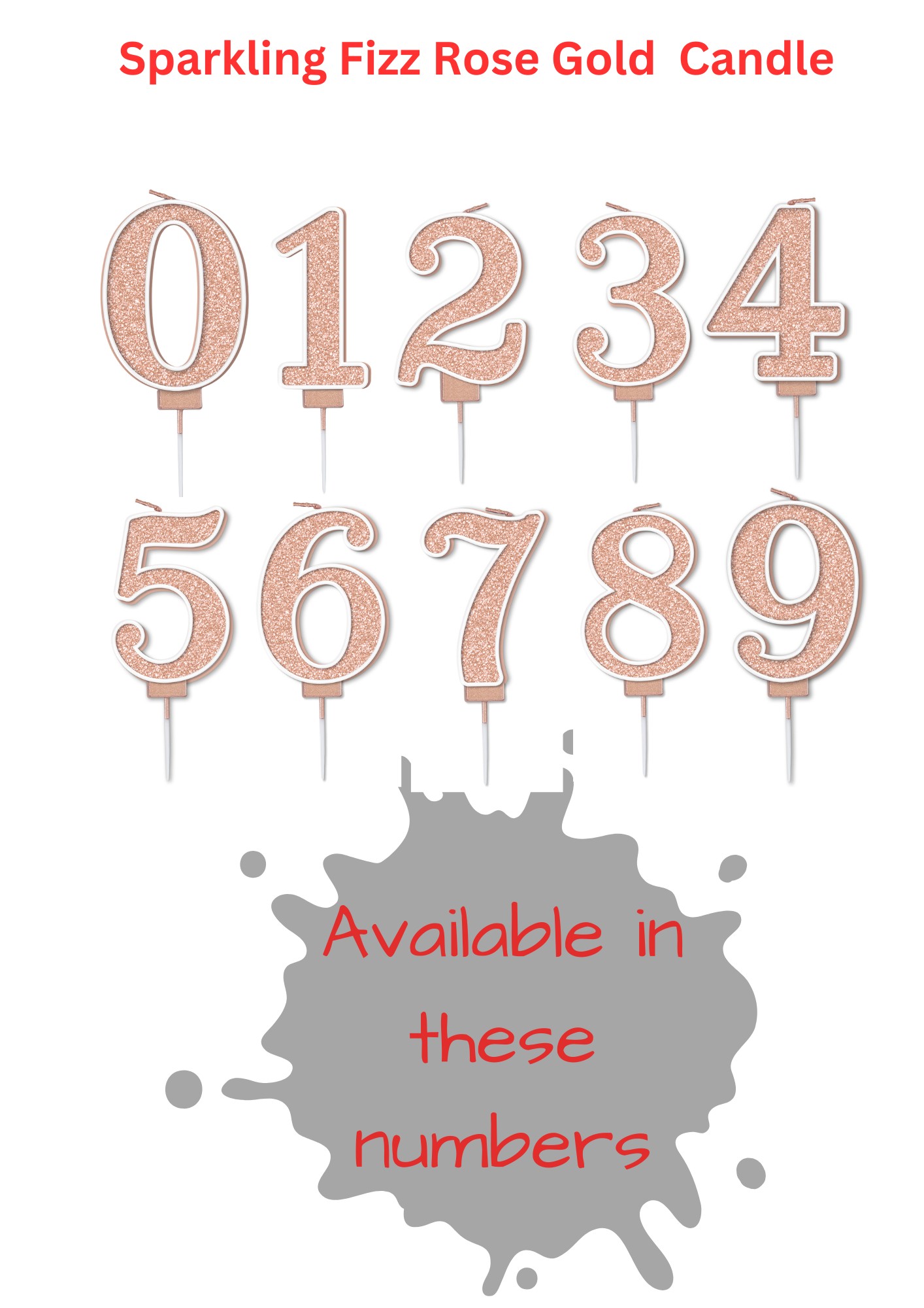 Sparkling Fizz Rose Gold Number Candle