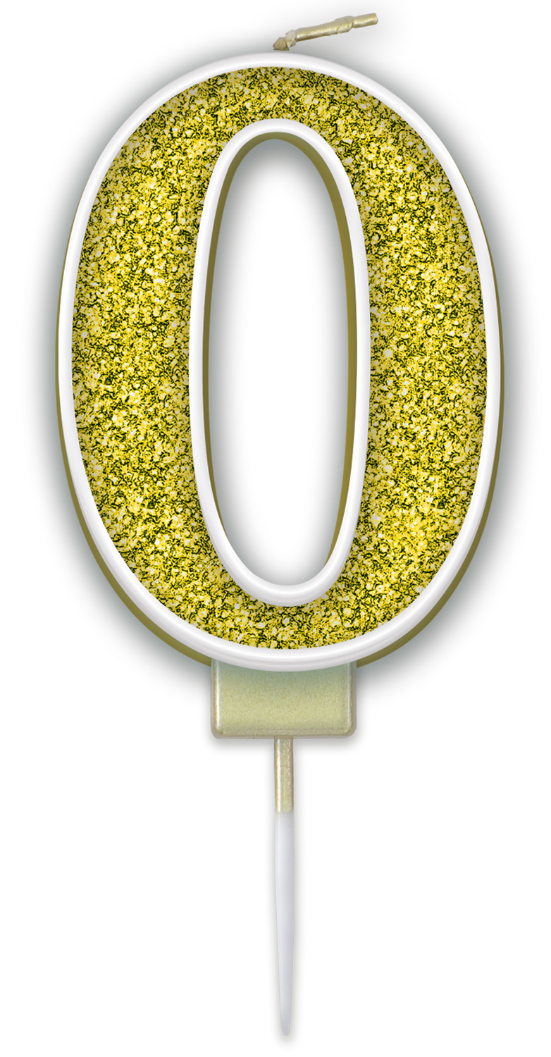 Sparkling Fizz Gold Glitter Number Candle