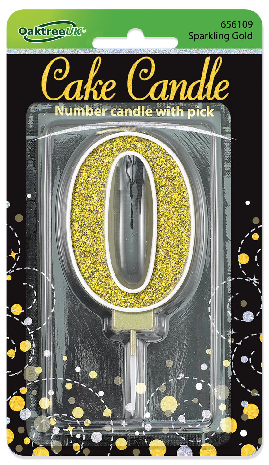 Sparkling Fizz Gold Glitter Number Candle