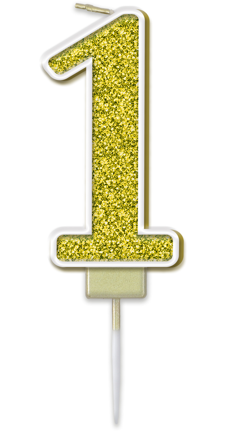 Sparkling Fizz Gold Glitter Number Candle