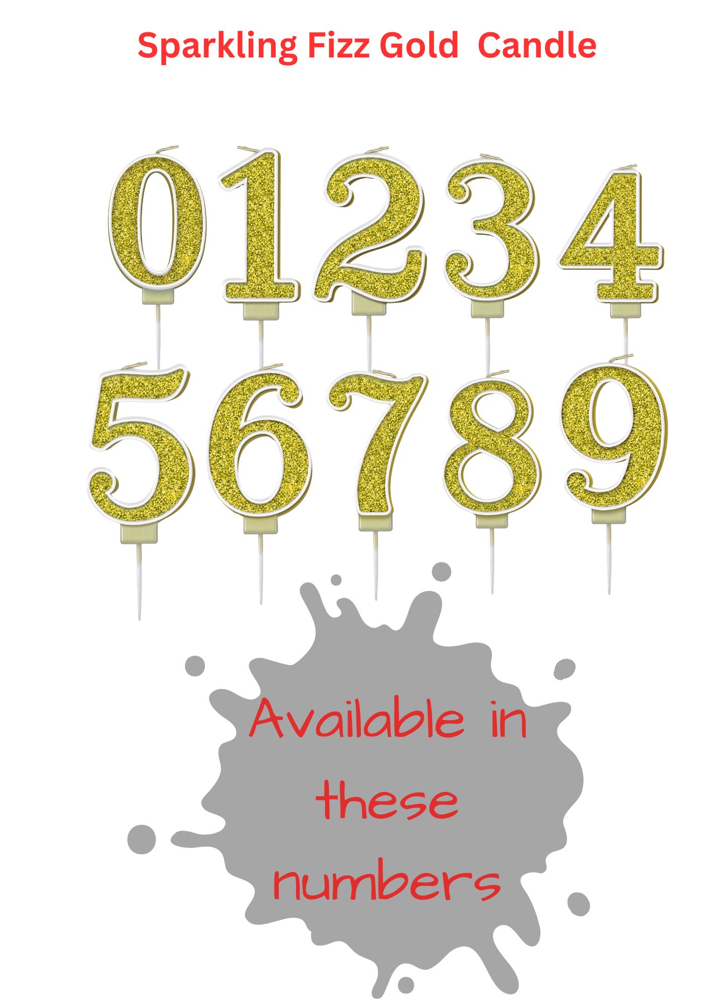 Sparkling Fizz Gold Glitter Number Candle