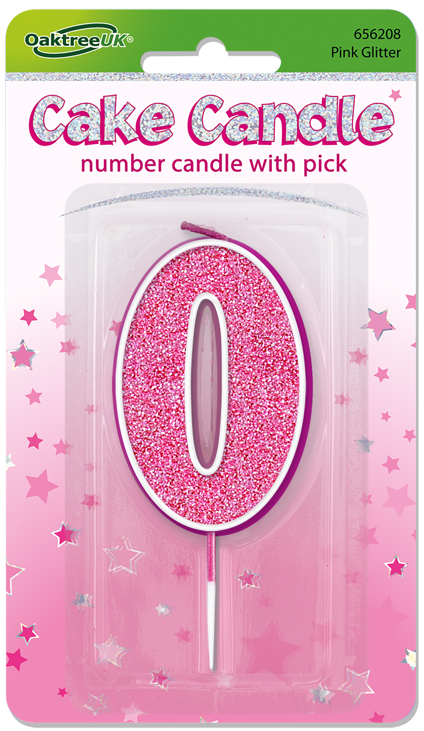 Glitter Pink/Silver Number Cake Candle