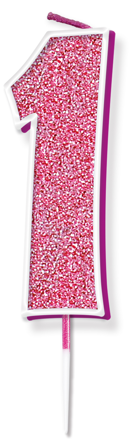 Glitter Pink/Silver Number Cake Candle