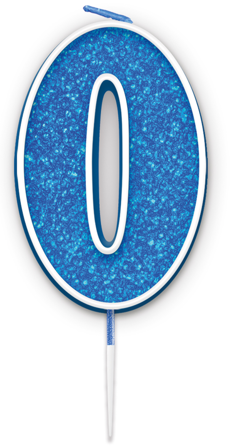 Blue/Silver Glitter Number Cake Candle