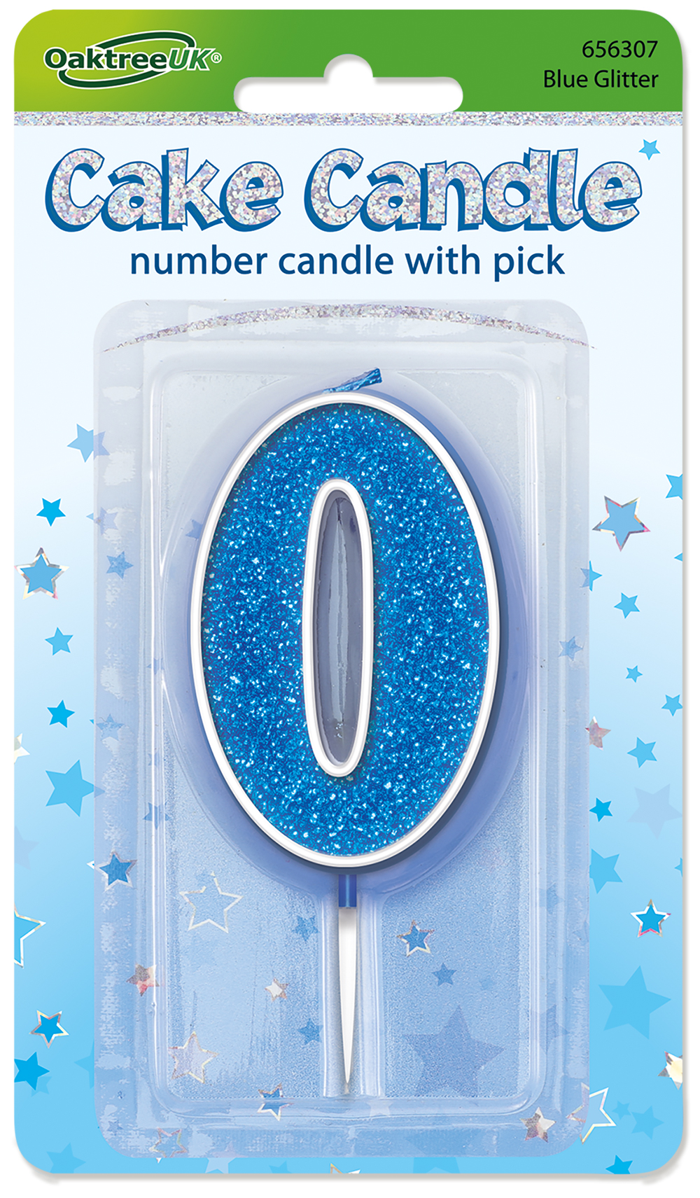 Blue/Silver Glitter Number Cake Candle