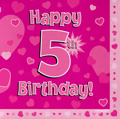 Happy Birthday 3-ply Napkins in Fuchsia Pink