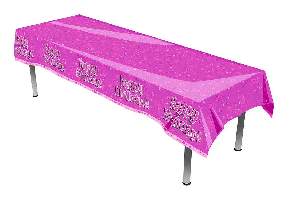 Happy Birthday Colourfast Plastic Table Cover 137cm x 260cm 1pc