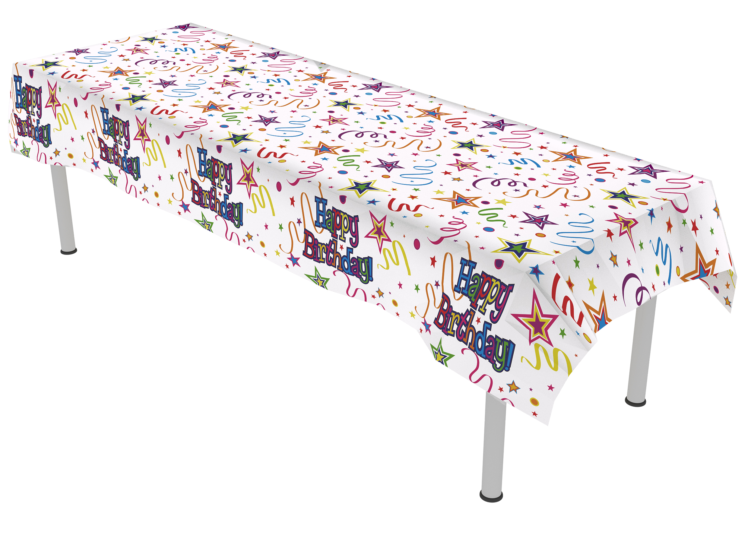 Ribbons & Stars 'Happy Birthday' Party Table Cover 137 X 260cm