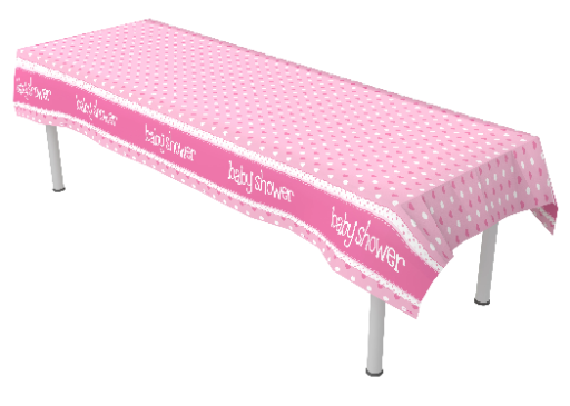 Pink Baby Shower  Colourfast Plastic Table Cover 137cm x 260cm Tablecloth 1pc