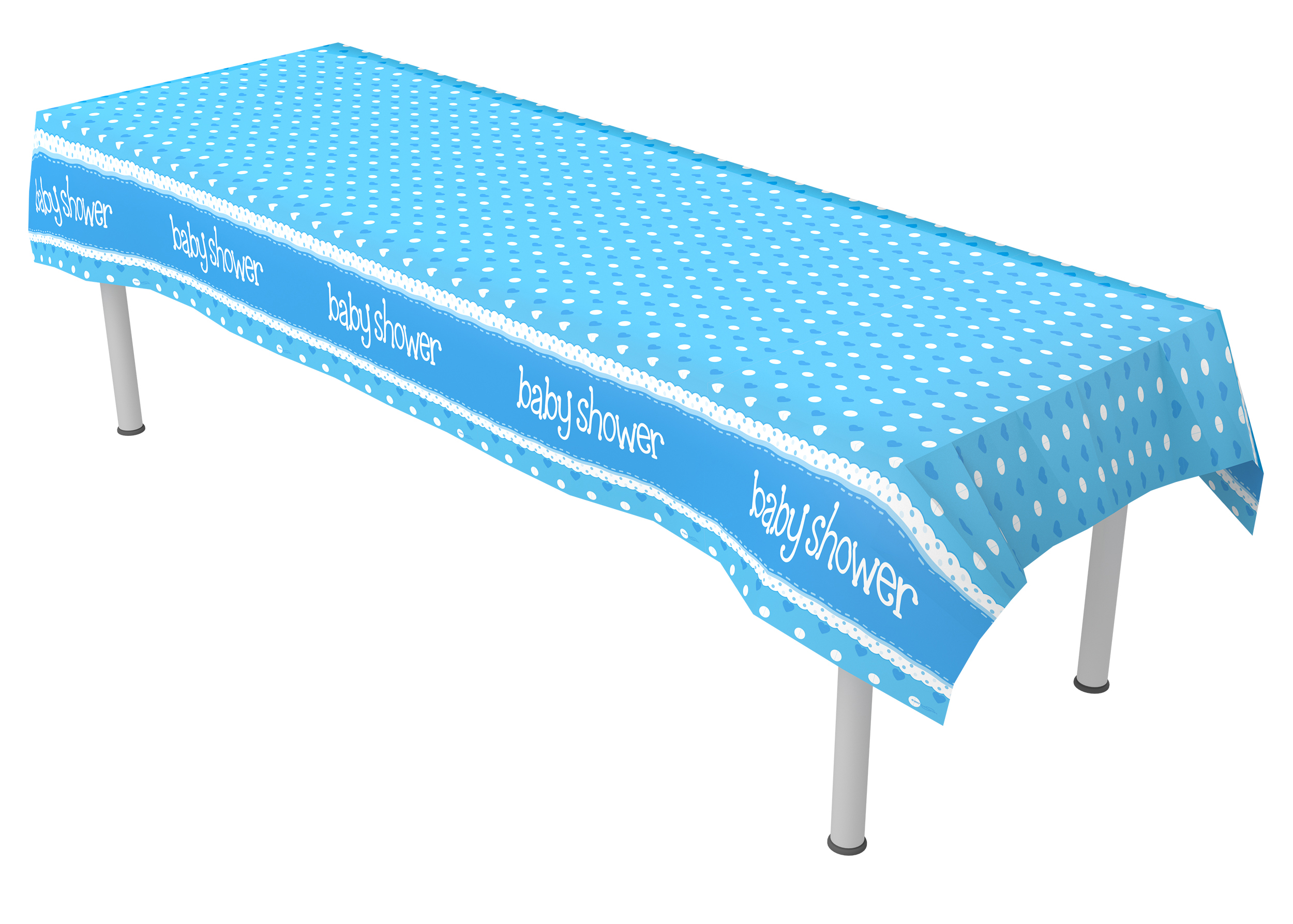 Blue Baby Shower Colourfast Plastic Table Cover 137cm x 260cm Table Cover