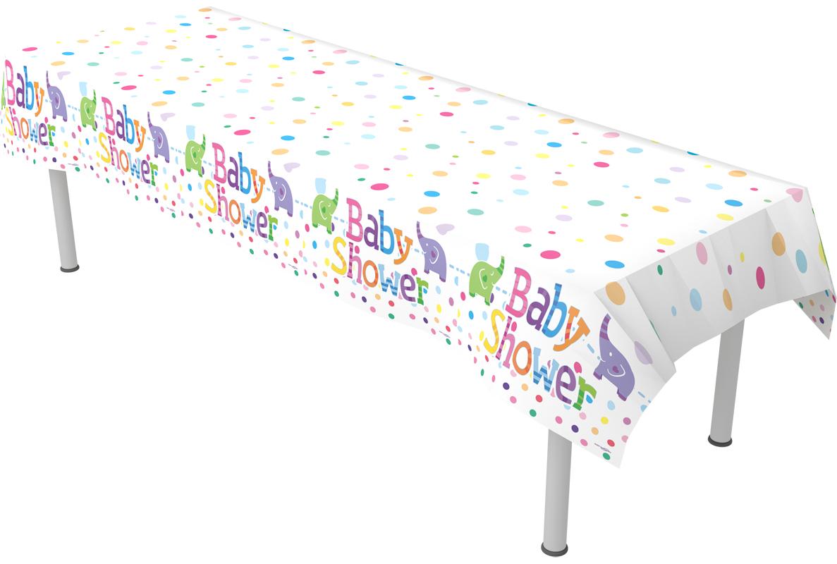 Baby Shower Elephants Colourfast Plastic Table Cover 137cm x 260cm 1pc