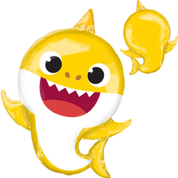 Yellow 26 inch Baby Shark Supershape Foil Balloon