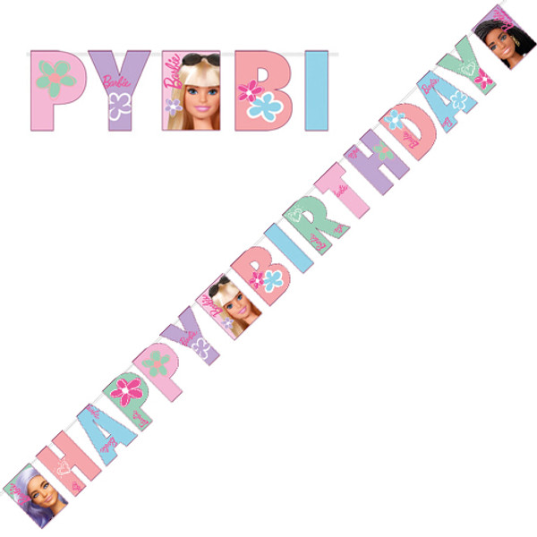 Barbie Sweet Life Birthday Letter Paper Banner - 1.8m
