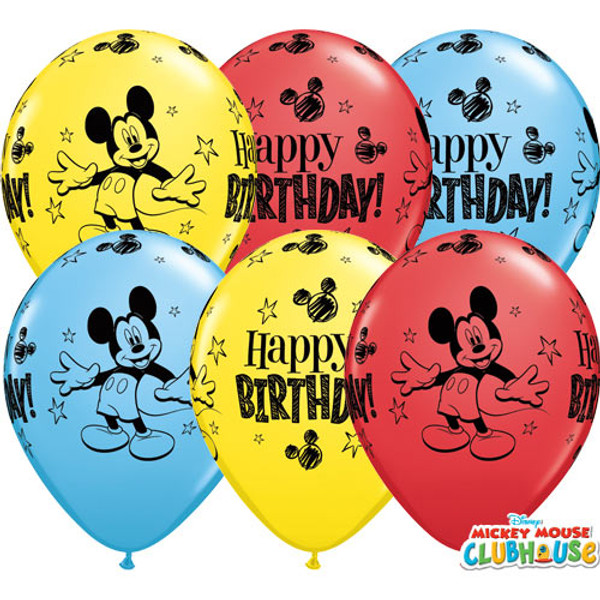 11 inch Mickey Mouse Birthday Assortment Latex Balloons (25 pack) 