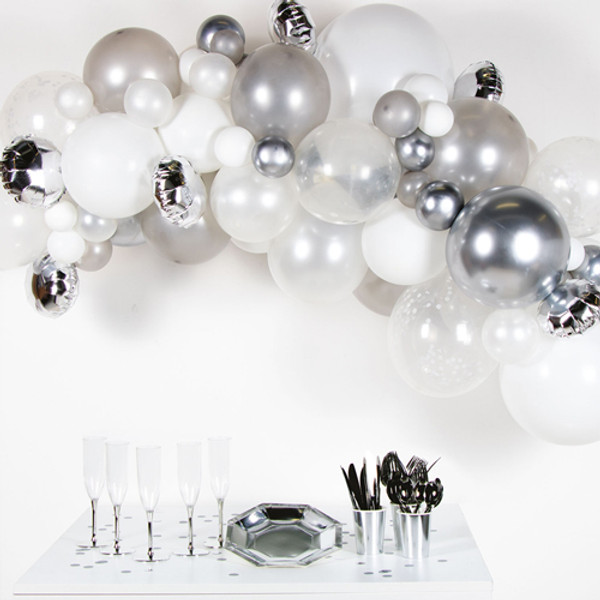 Silver & White DIY Latex Balloon Garland Kit