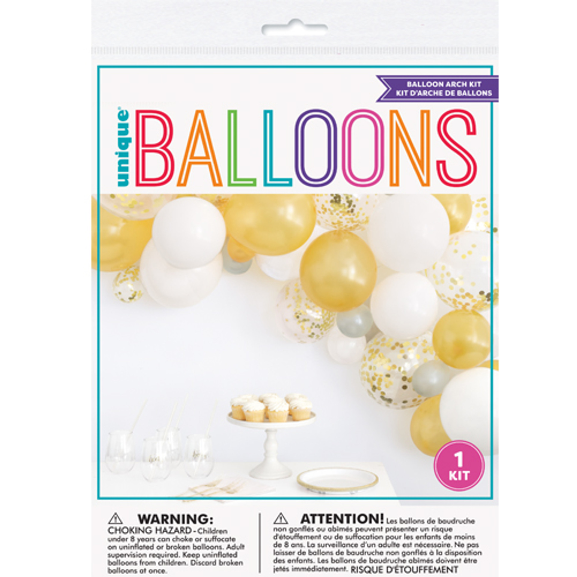 Gold, Silver & White Latex Balloon Arch DIY Kit  