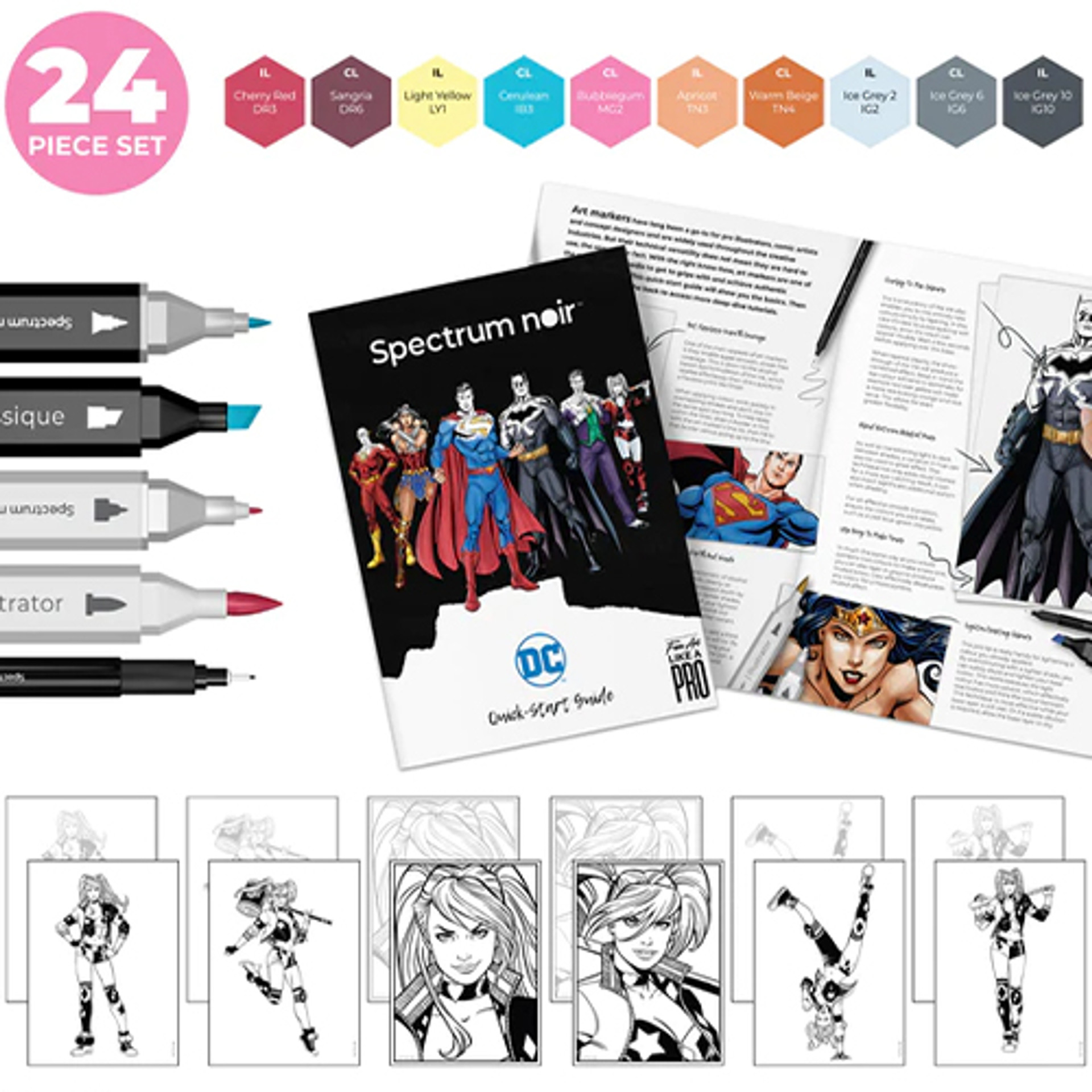 Harley Quinn Heroes & Villains Pro Fan Art Colouring Kit (1)