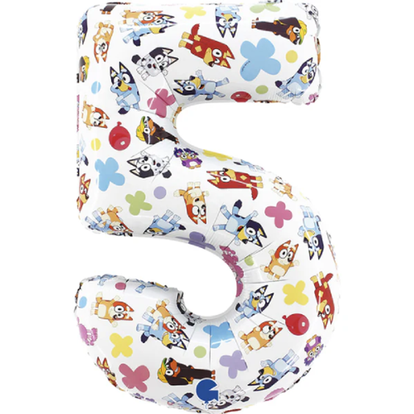 26 inch Bluey Print Number 5 Foil Balloon