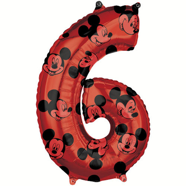 26 inch Mickey Mouse Number 6 Supershape Foil Balloon