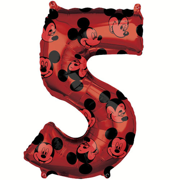 26 inch Mickey Mouse Number 5 Supershape Foil Balloon