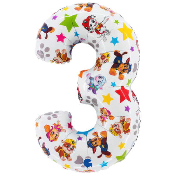 26 inch White Paw Patrol Number 5 Foil Balloon