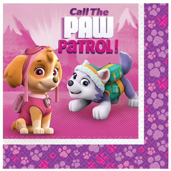 Paw Patrol Pink Paper Napkins (16 pack)