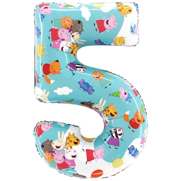 26 inch Peppa Pig Number 5 Foil Balloon