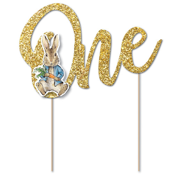 Peter Rabbit Gold Glitter One Cake Topper