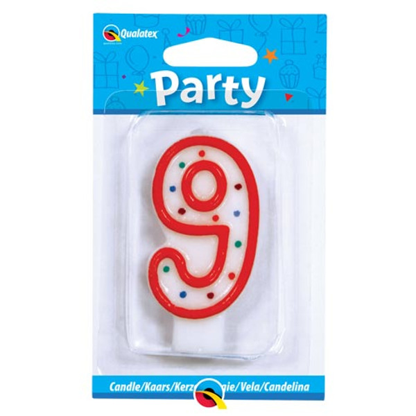 7.5cm Age Three Multi-Colour Polka Dot Candle (Red)