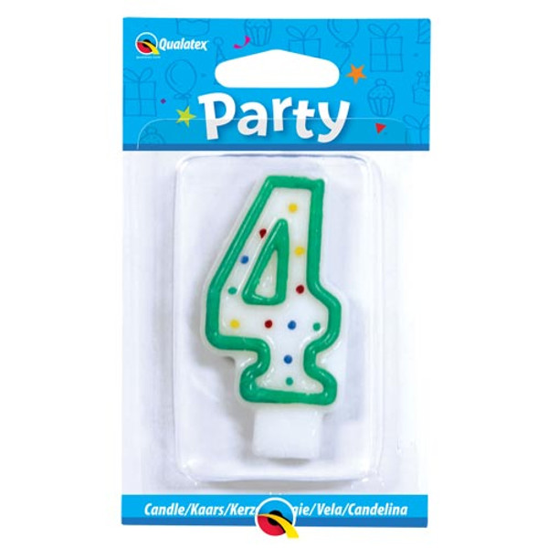 7.5cm Age Four Multi-Colour Polka Dot Candle (Green)