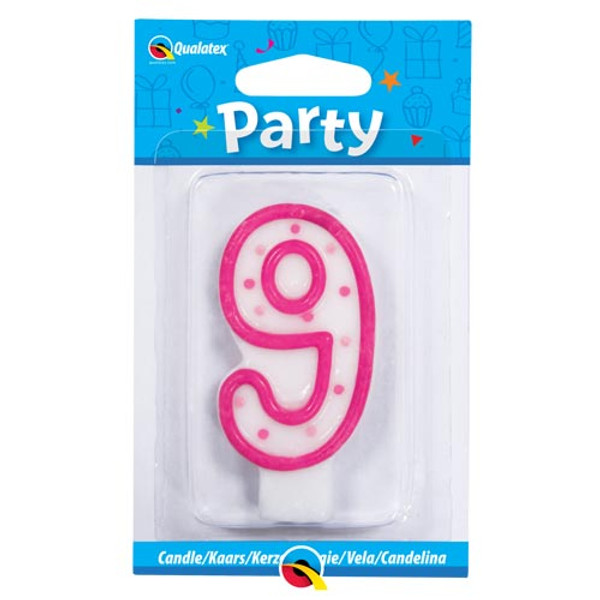 7.5cm Age Nine Pink Polka Dot Candle (Pink)