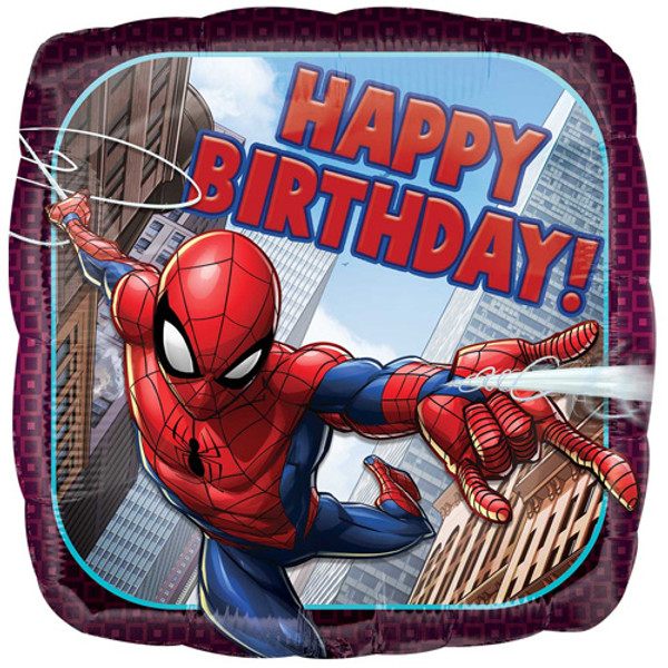 18 inch Spider-Man Happy Birthday Square Foil Balloon