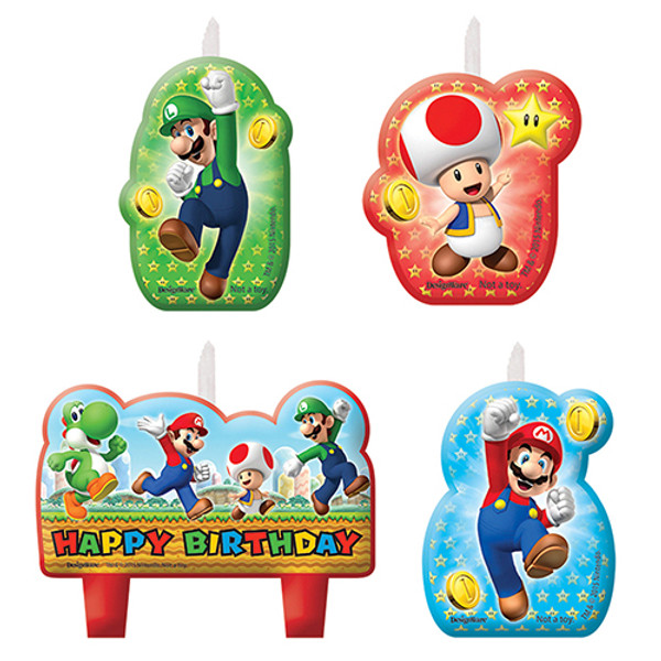 Super Mario Happy Birthday Candle Set (4 pack)