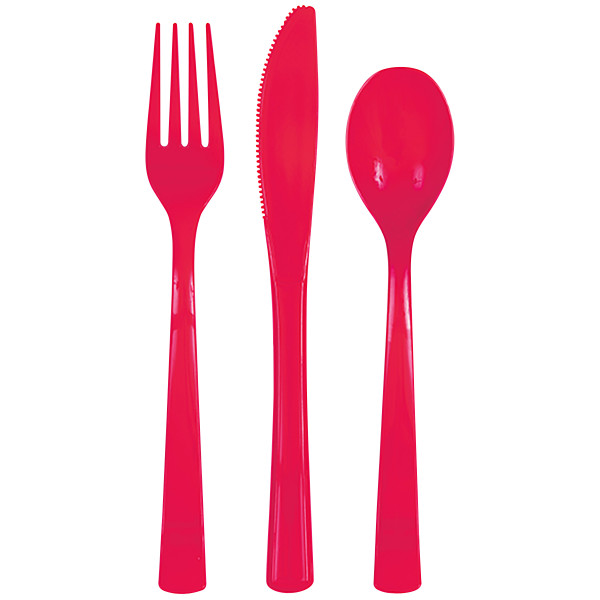 Red Plastic Cutlery Set (18 Pack)