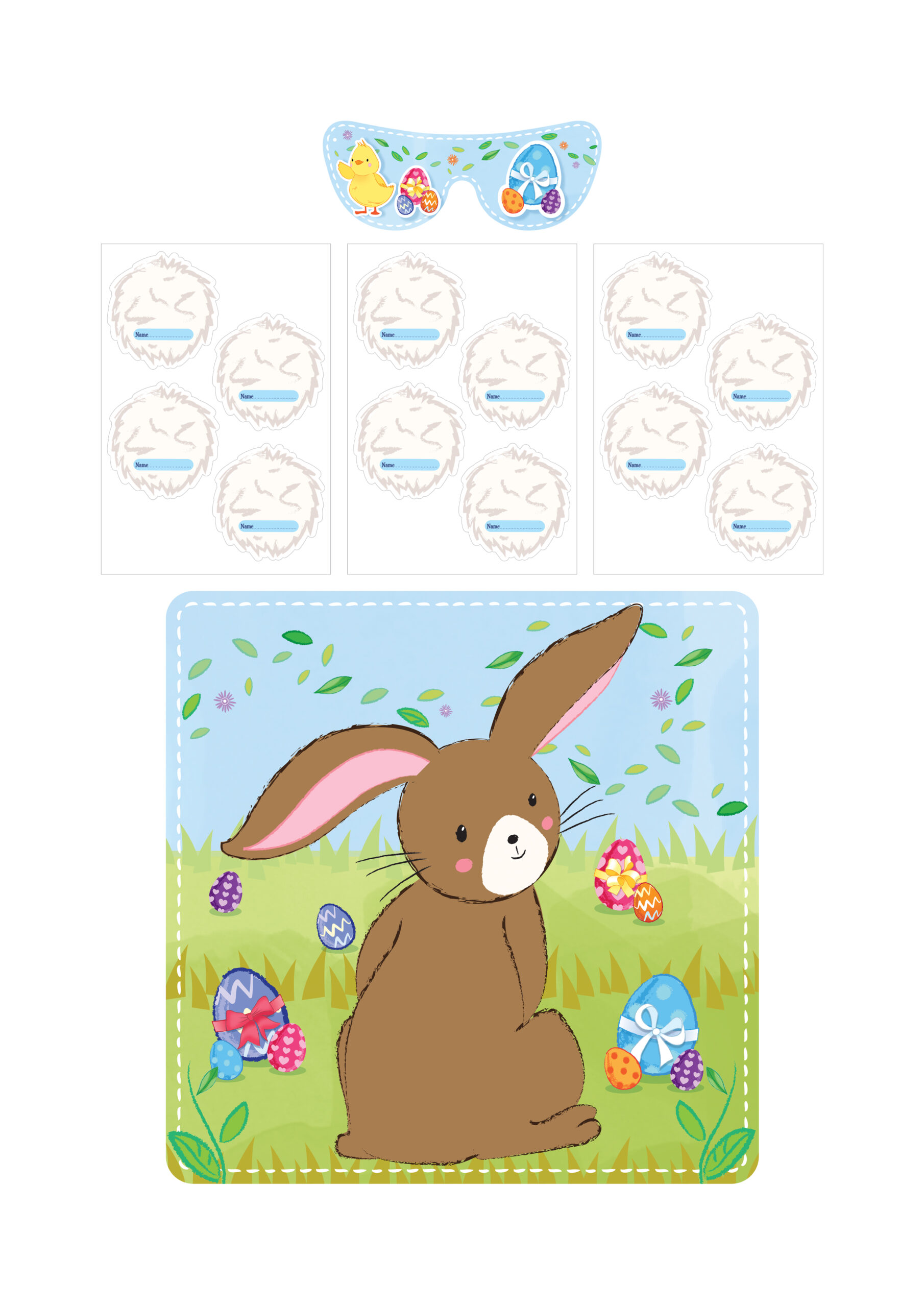 ‘Stick the Tail On the Bunny’ Easter Game (14pcs)