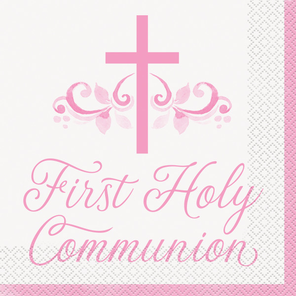 Pink Holy Cross First Holy Communion Luncheon Napkins 16ct