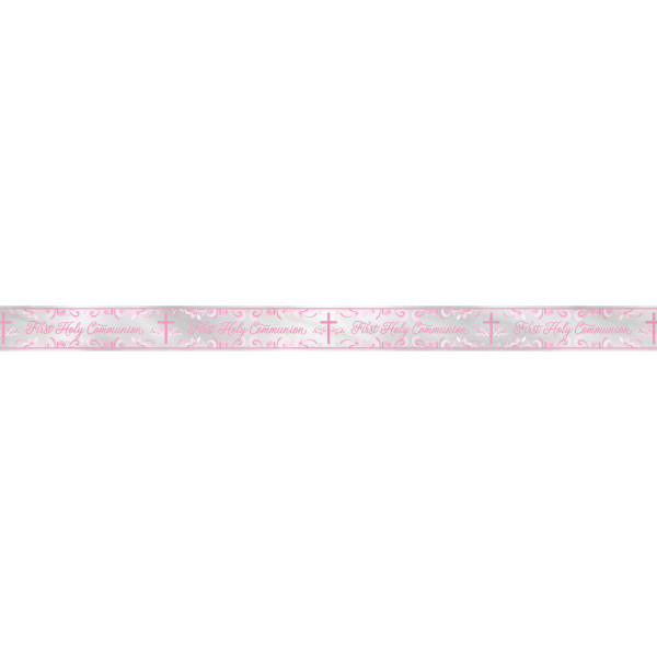 Pink Holy Cross First Holy Communion Foil Banner 9 ft - Long Fold