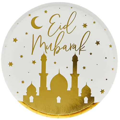 Eid Mubarak Gold Foiled Paper Plates (8 pack)