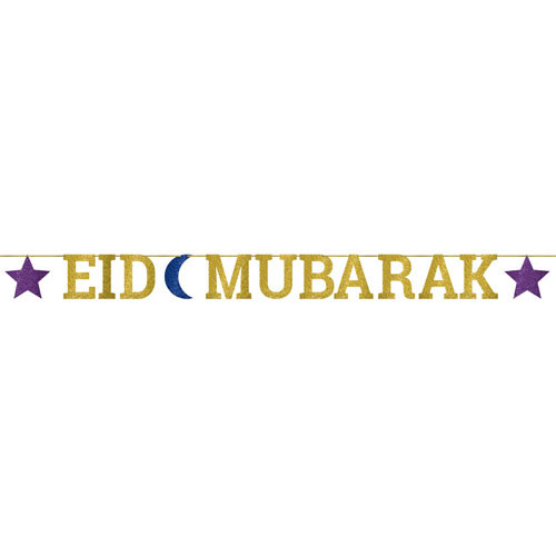 Eid Mubarak Glitter Letter Banner - 3.65m