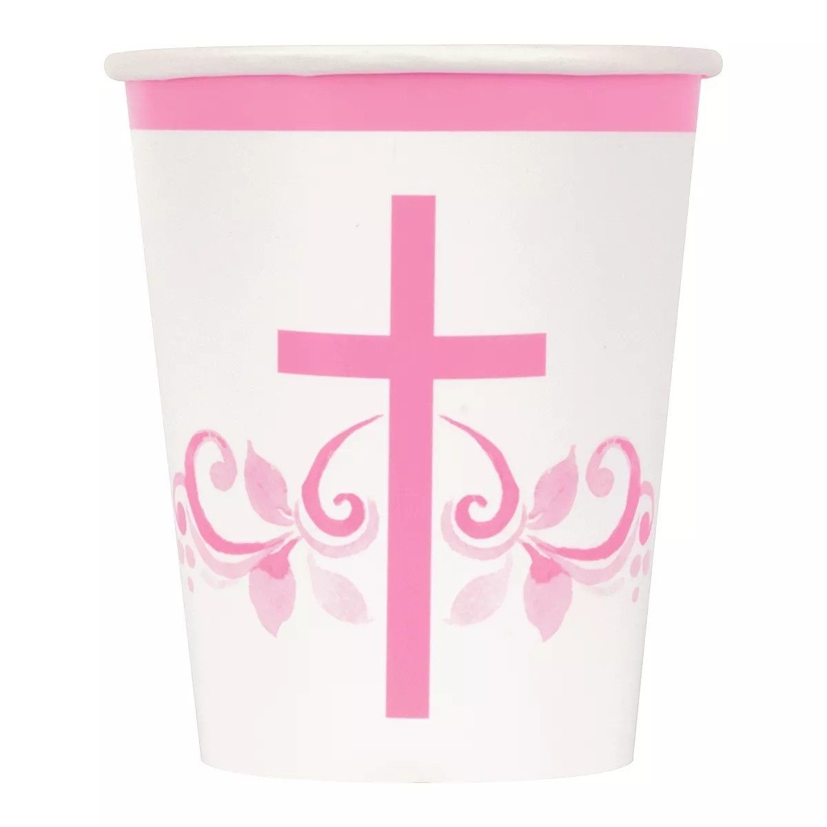 9oz Pink Holy Cross Cups (8 Pack)