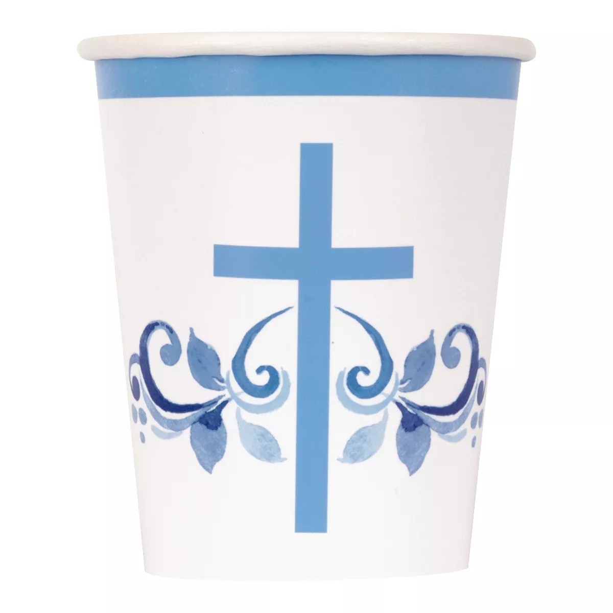 9oz Blue Holy Cross Cups (8 Pack)
