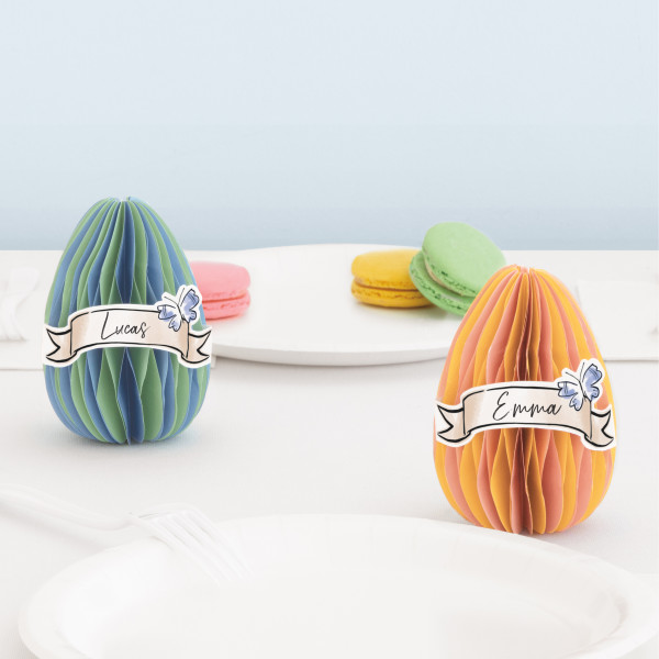 Easter Egg Shaped 3D Honeycomb Place Card Decorations (4 pack)