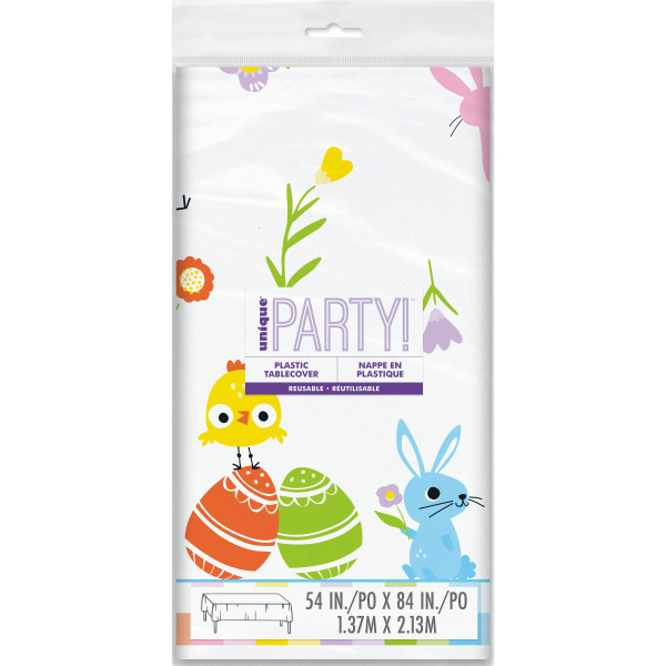 Colorful Gingham Easter Rectangular Plastic Table Cover 54in x 84in