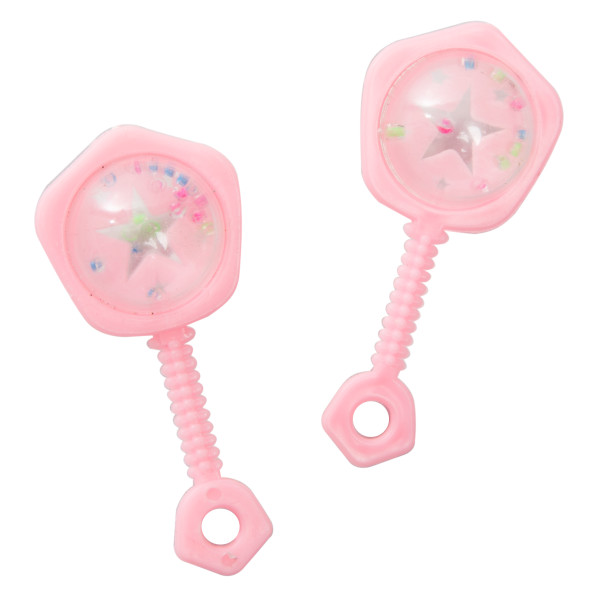 Pink Baby Rattle Favors 2.5in (6 pack)
