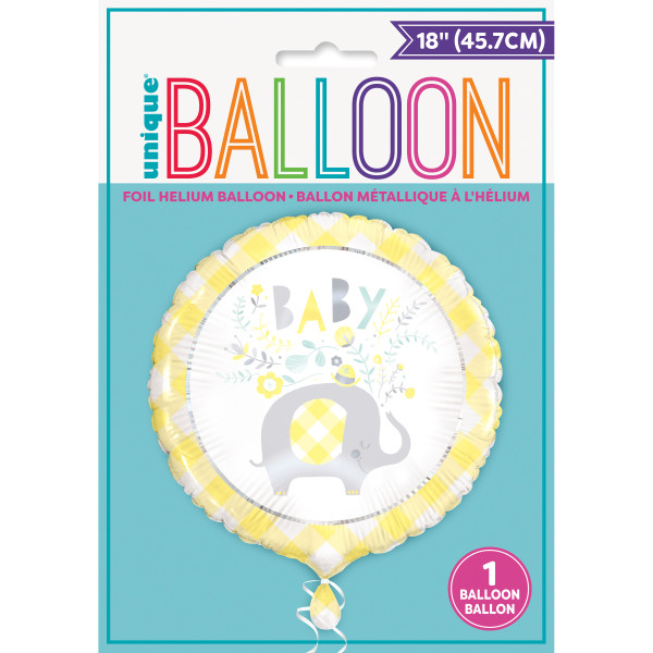 18inch Yellow Floral Elephant Round Foil Balloon 