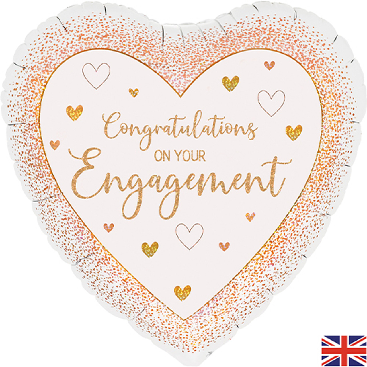 18 inch 'Congratulations On Your Engagement' Rose Gold Heart Foil Balloon