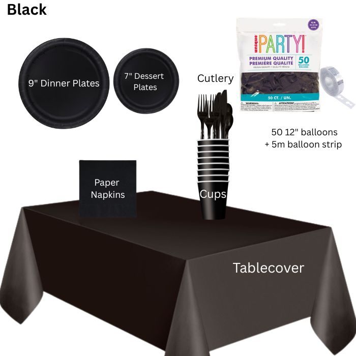Black Party Supplies Kit
