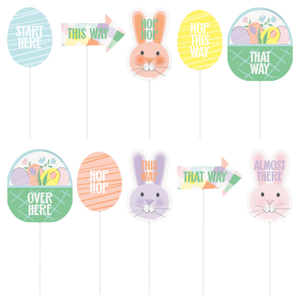 Pretty Easter Egg Hunt Assorted Clue Signs, 10ct