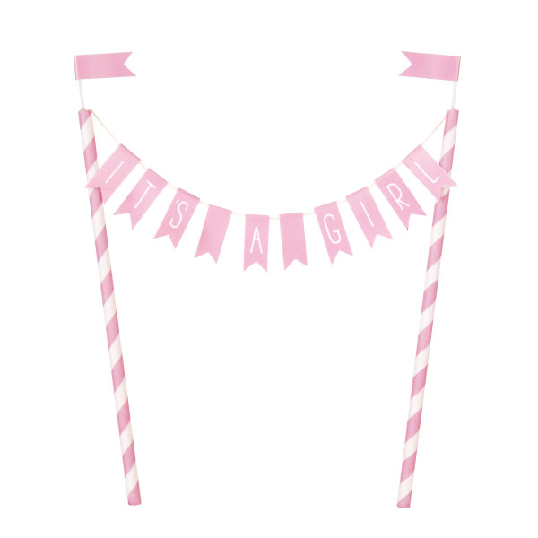 It's a Girl Baby Shower Bunting Cake Topper