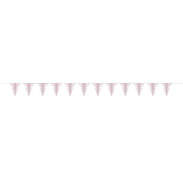 Pink Holy Cross First Holy Communion Foil Flag Banner 9 ft - Long Fold